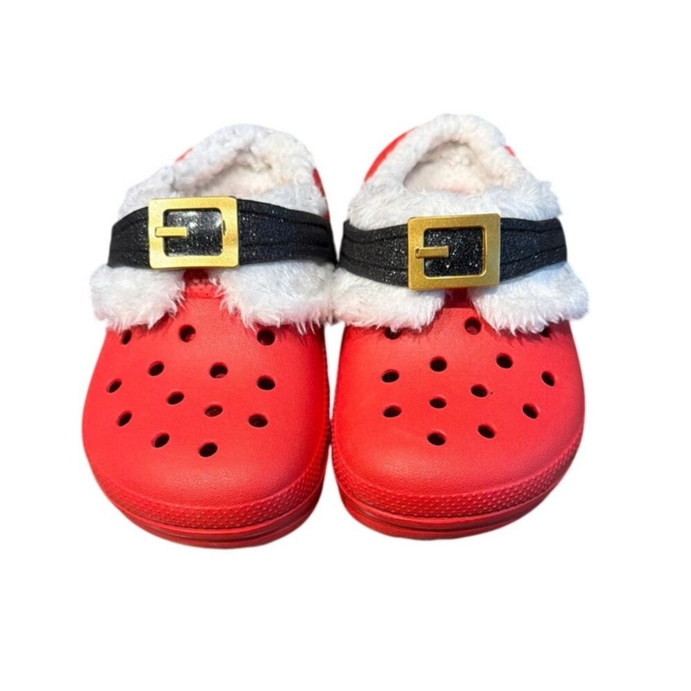 Crocs Kids Santa Fur Lined Clogs Toddler Size 11 Holiday Christmas